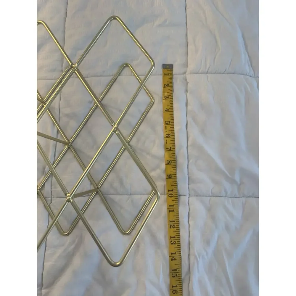 Gold Metal Wine Rack Geometric Diamond Shape Modern Contemporary 10 bottle